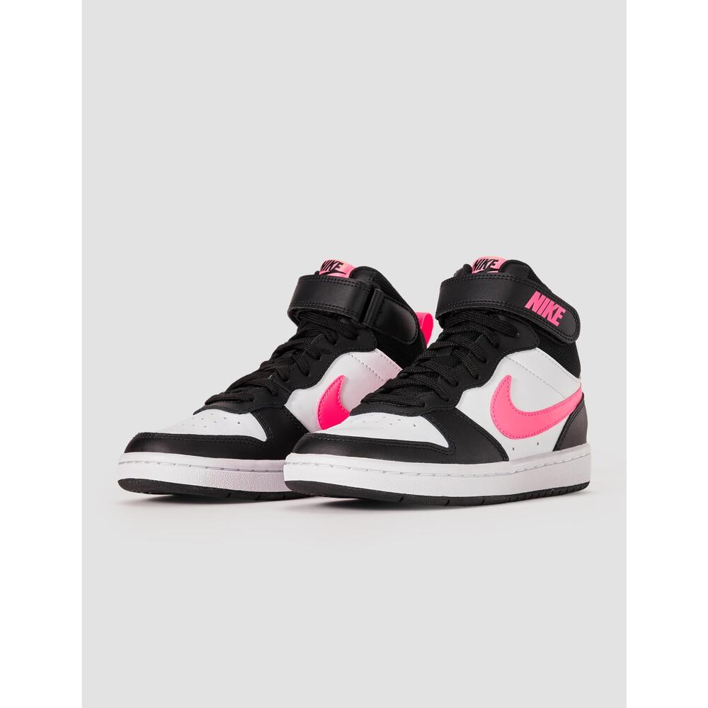 NWT Nike Big Kid's Court Borough Mid 2 Shoes, Black/Sunset Pulse-White, 5Y - Picture 4 of 6